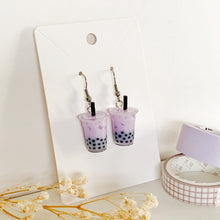 Load image into Gallery viewer, boba milk tea earrings
