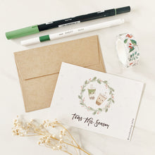 Load image into Gallery viewer, teas the season postcard | boba/bubble tea Christmas postcard