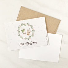 Load image into Gallery viewer, teas the season postcard | boba/bubble tea Christmas postcard
