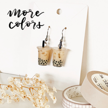 Load image into Gallery viewer, boba milk tea earrings