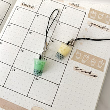 Load image into Gallery viewer, boba milk tea keychain, bubble tea drink keychain