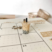 Load image into Gallery viewer, boba milk tea keychain, bubble tea drink keychain