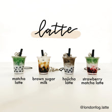 Load image into Gallery viewer, boba keychains latte series, bubble tea keychain, boba tea drink keychain