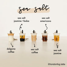 Load image into Gallery viewer, boba keychains dalgona/sea salt series, bubble tea keychain, boba tea drink keychain