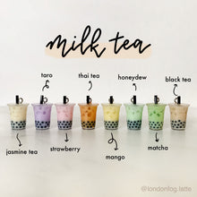 Load image into Gallery viewer, boba milk tea keychain, bubble tea drink keychain