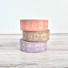 Load image into Gallery viewer, boba washi tape | bubble tea washi tape 10m | black milk tea, strawberry milk tea, taro milk tea
