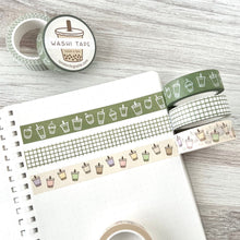 Load image into Gallery viewer, boba washi tape | bubble tea washi tape 10m | matcha pastel grid tape