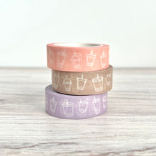 Load image into Gallery viewer, boba washi tape | bubble tea washi tape 10m | black milk tea, strawberry milk tea, taro milk tea