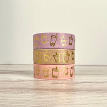 Load image into Gallery viewer, GOLD FOIL boba washi tape | bubble tea washi tape 10m