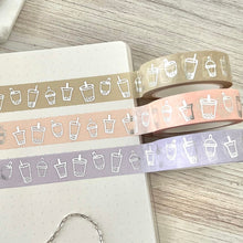 Load image into Gallery viewer, SILVER FOIL boba washi tape | bubble tea washi tape 10m