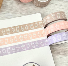 Load image into Gallery viewer, boba washi tape | bubble tea washi tape 10m | black milk tea, strawberry milk tea, taro milk tea