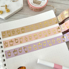 Load image into Gallery viewer, GOLD FOIL boba washi tape | bubble tea washi tape 10m