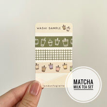 Load image into Gallery viewer, boba washi tape | bubble tea washi tape 10m | matcha pastel grid tape