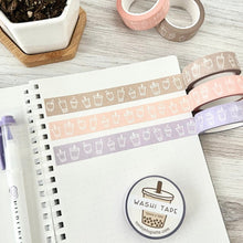 Load image into Gallery viewer, boba washi tape | bubble tea washi tape 10m | black milk tea, strawberry milk tea, taro milk tea