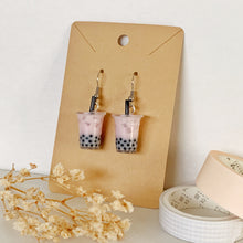 Load image into Gallery viewer, boba milk tea earrings
