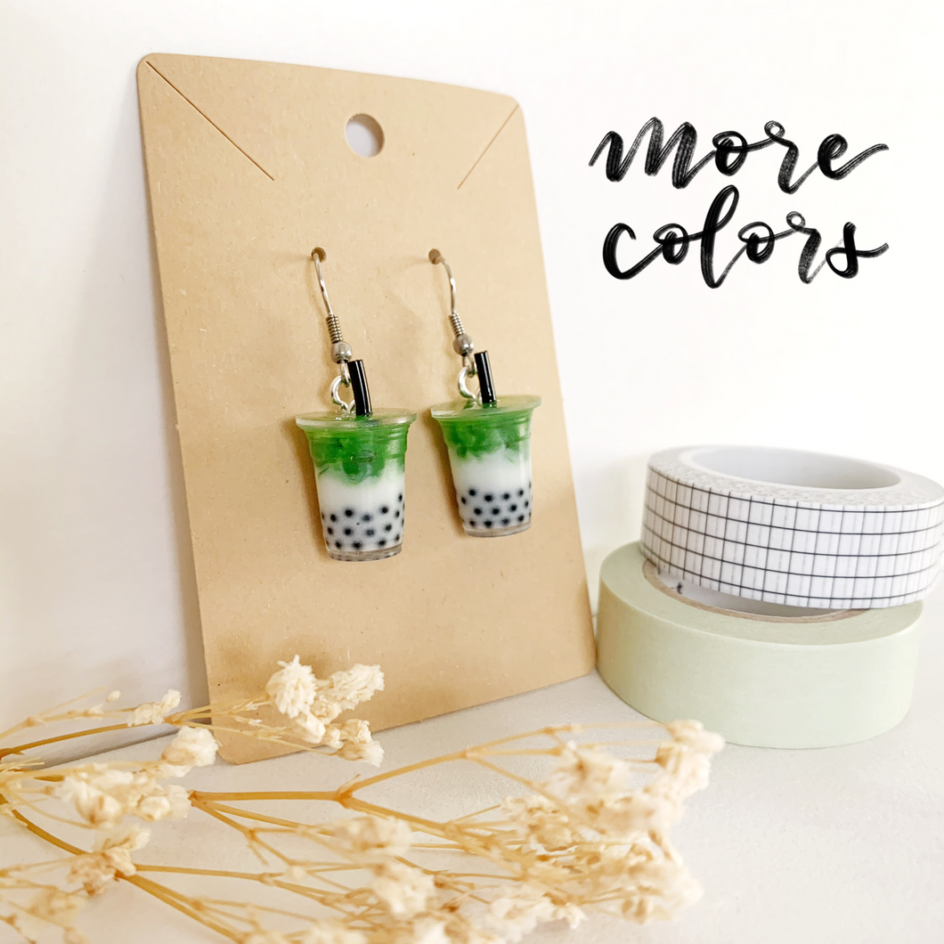 Cute Boba Tea Enamel Charm Novelty Earrings| Milk Tea Kawaii Jewelry