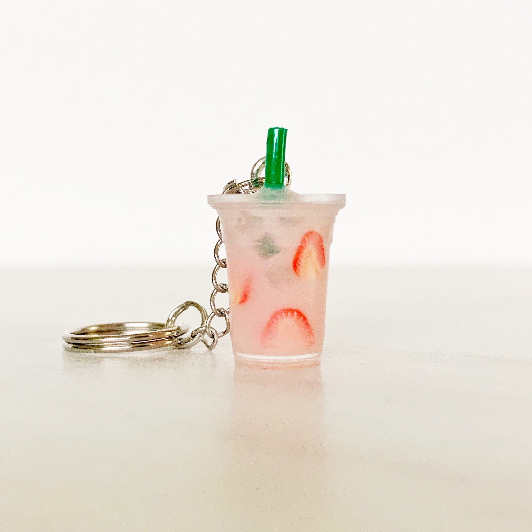 Mini Coffee Keychain //inspired Drink Keychain// Pink Drink Key Chain//  Miniature Keychain -  UK