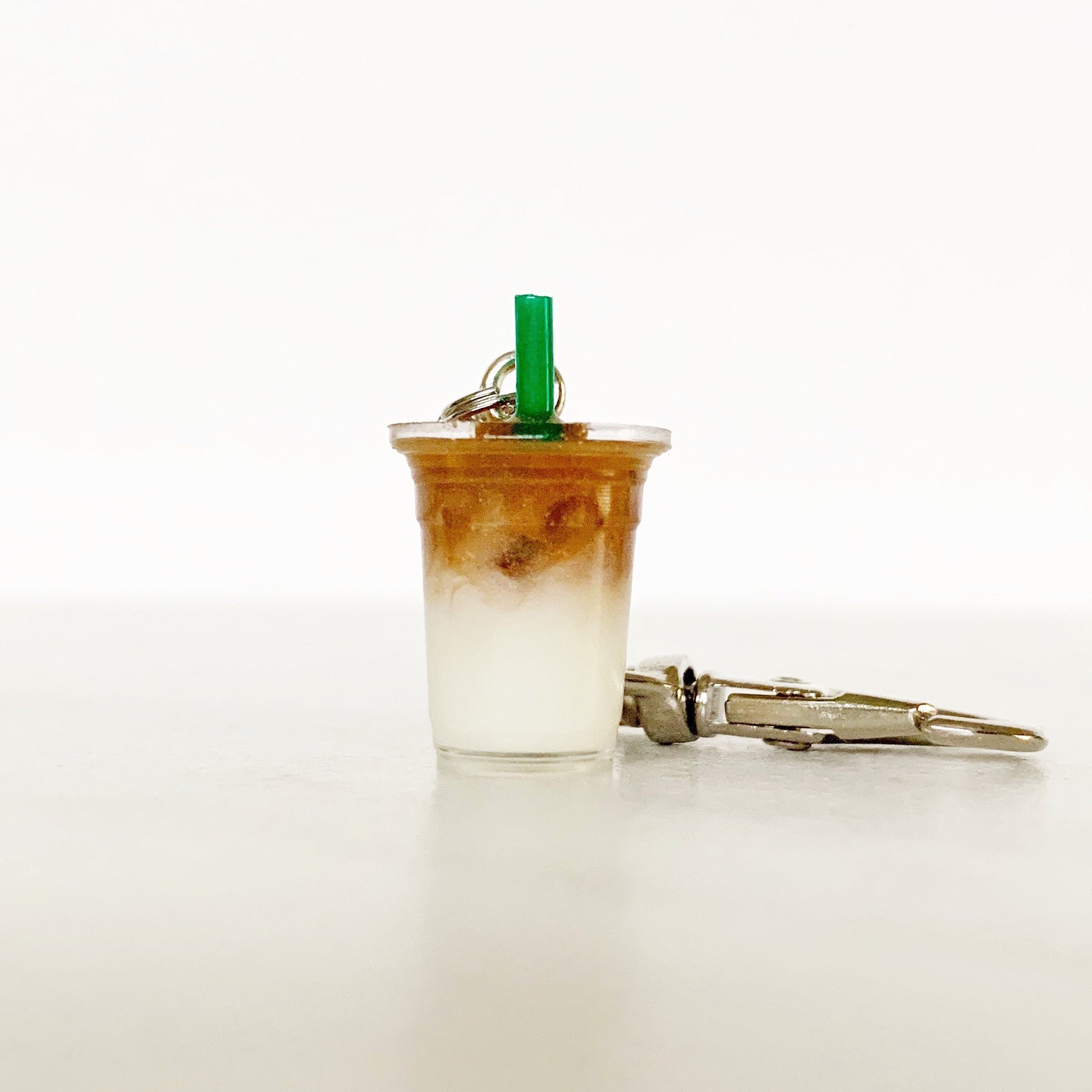 CarleyDesignsCo BRB Getting Iced Coffee Acrylic Keychain - Aesthetic, Car Keys, Gift Idea, Pink, Iced Coffee Queen, Present