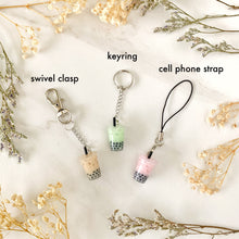 Load image into Gallery viewer, boba keychains dalgona/sea salt series, bubble tea keychain, boba tea drink keychain
