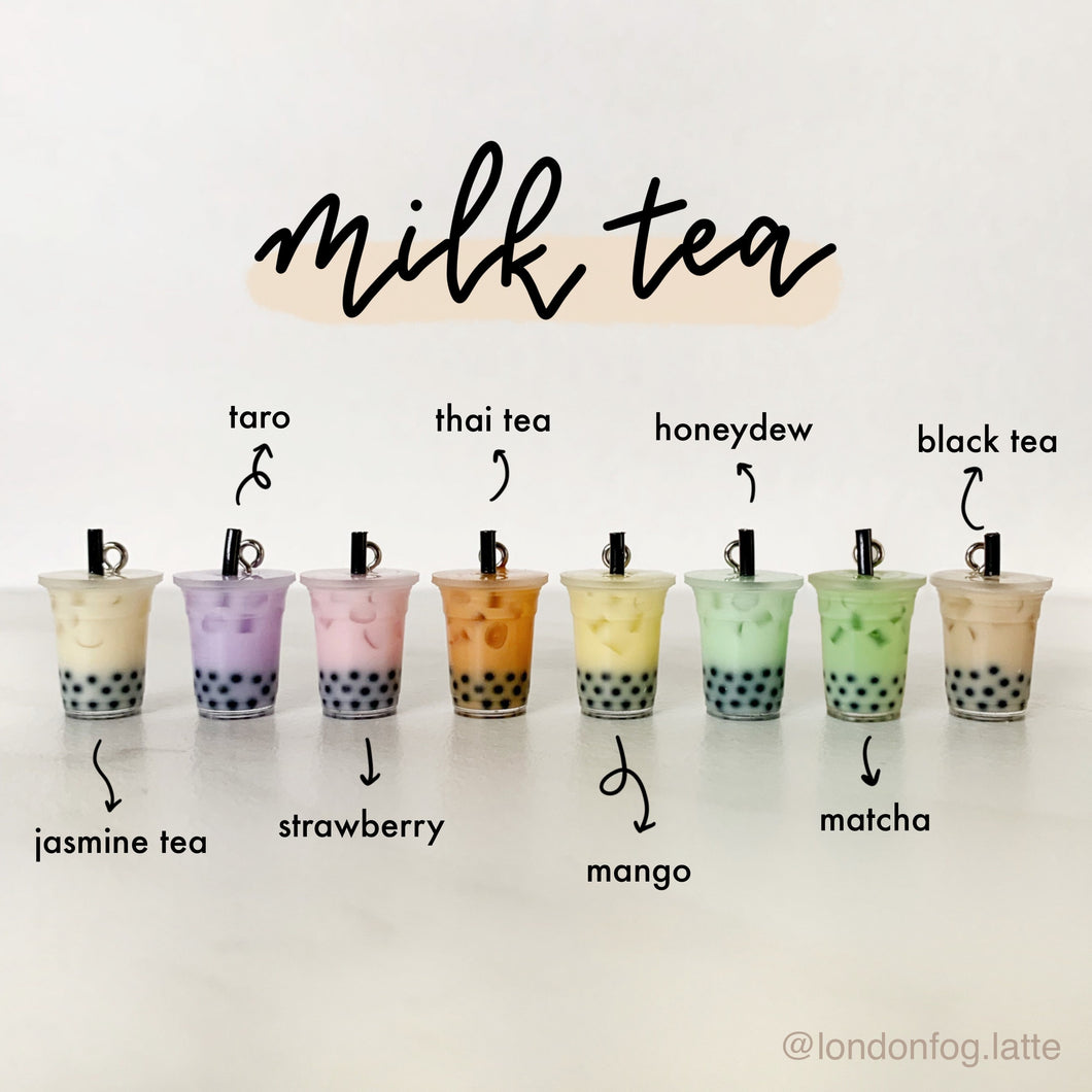 boba milk tea keychain, bubble tea drink keychain